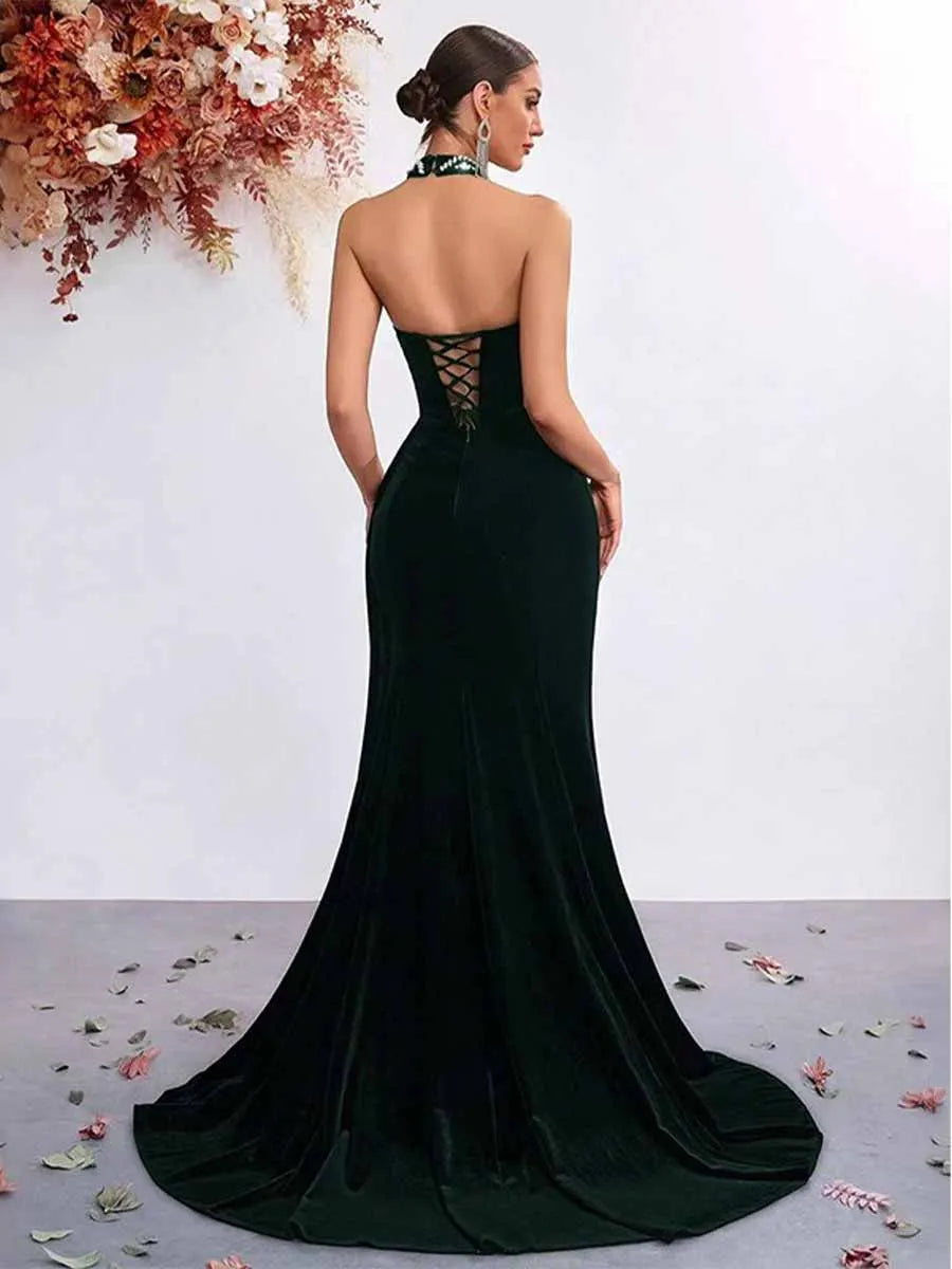 Luna High Slit Backless Maxi Dress