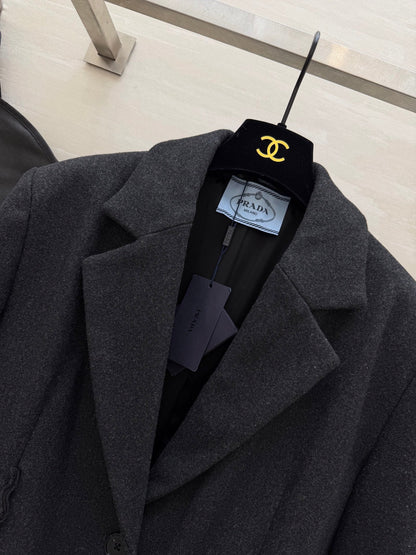 Prada 26s Blazer Dark Grey Wool Blend Fabric 855443