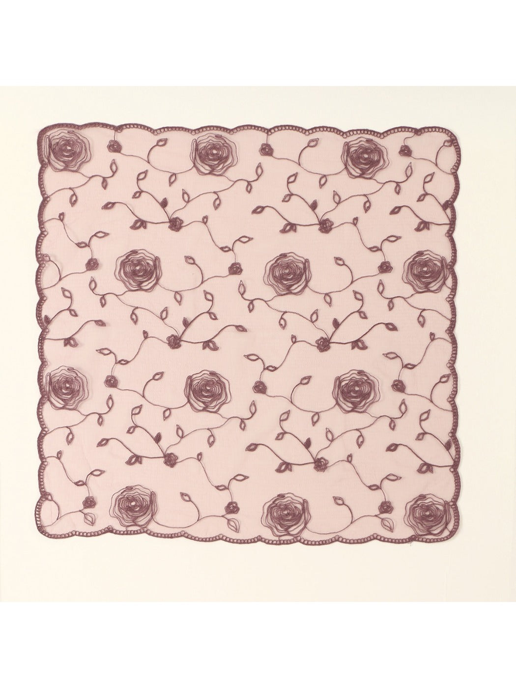 Scarvii - 31.5'' Elegant Rose Embroidered Square Scarf