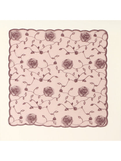 Scarvii - 31.5'' Elegant Rose Embroidered Square Scarf