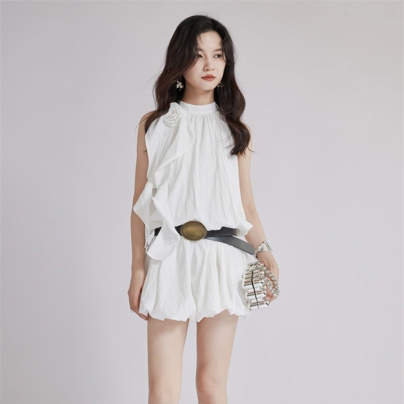 White Halter Neck Dress