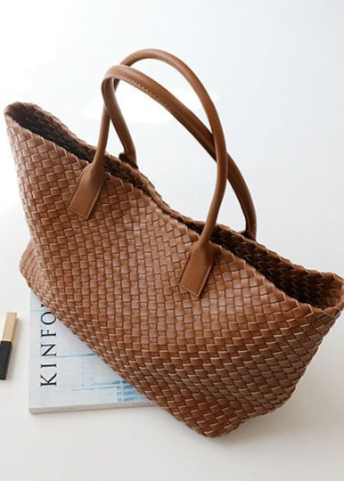 Woven Leather Tote Bag Durable Handwoven Design