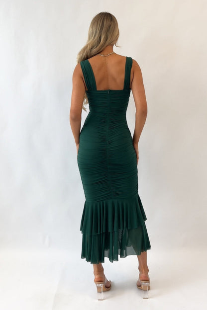 Solid Color High Waist Pleated Mermaid Dress