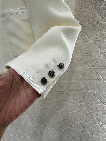 CD 25 Floral Embroidered Lapel Blazer Wool And Silk