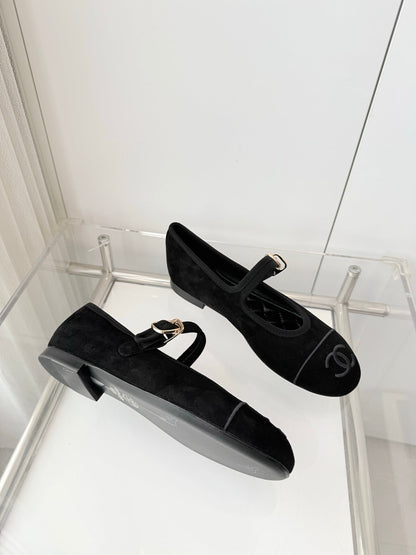 Chanel 26 Mary Jane Shoe Black in Suede 597380