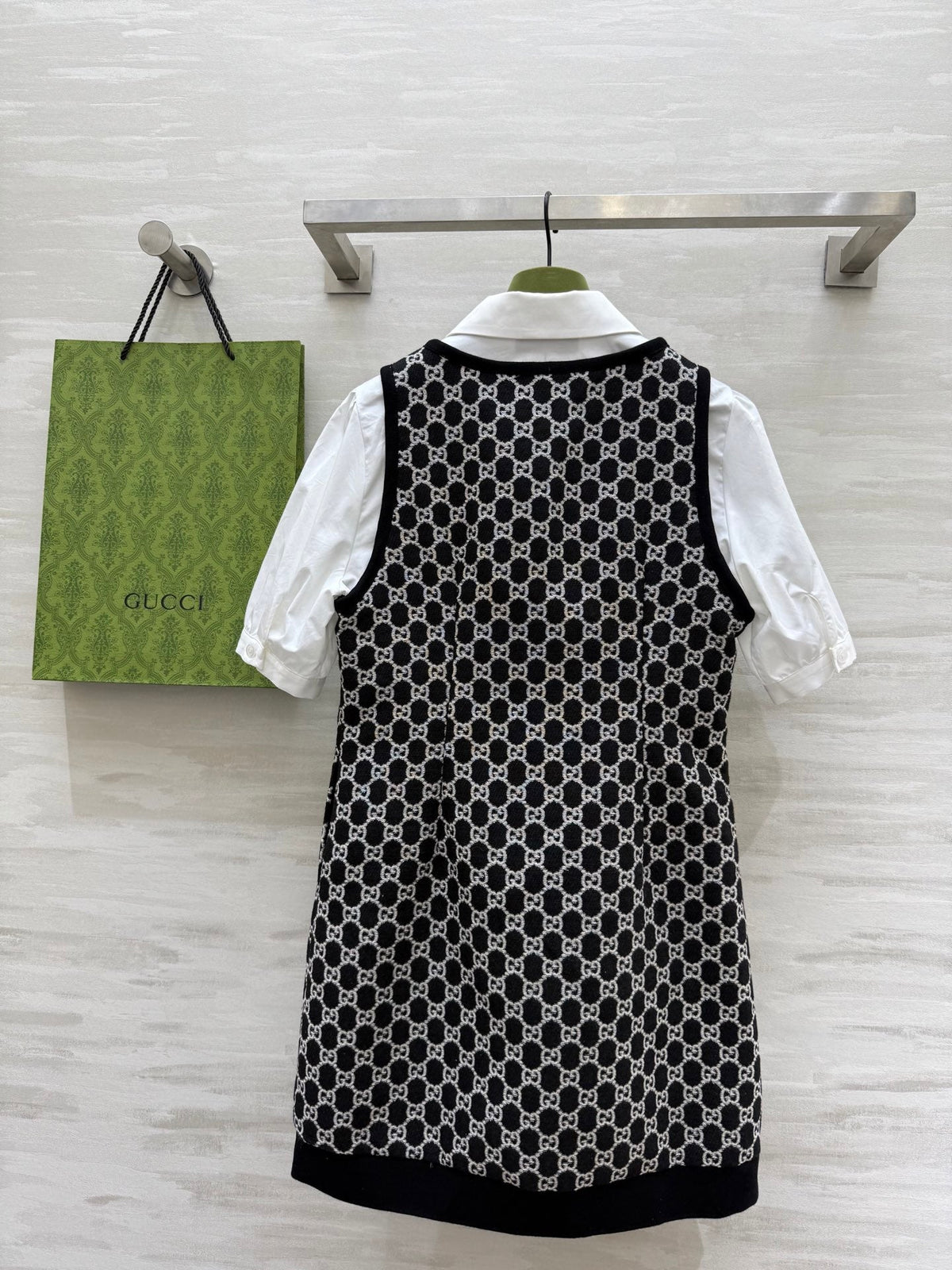 Gucci 25 Two-piece Dress Black White Jacquard Fabric