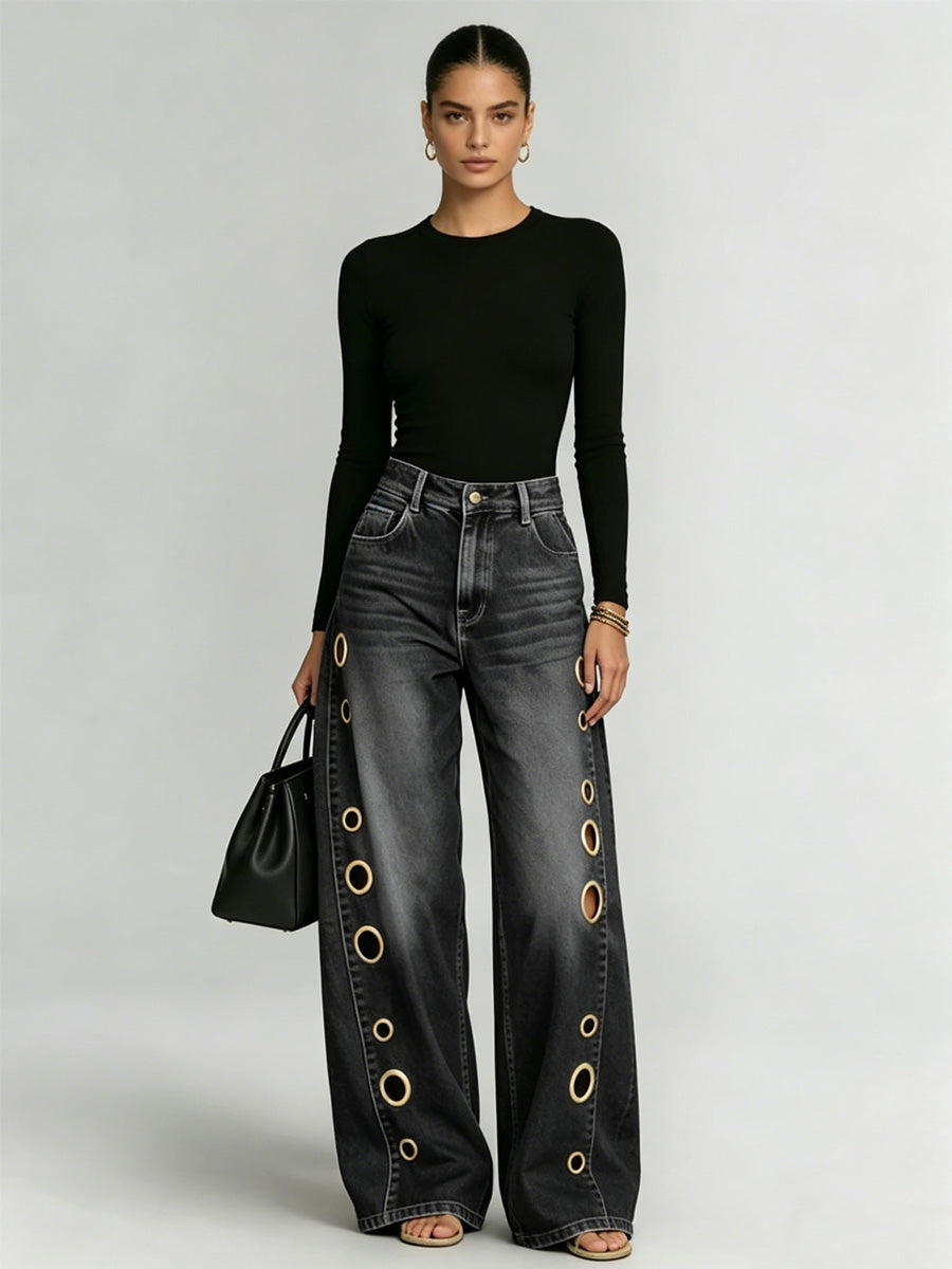 Lana Metal-Eyelet Jeans