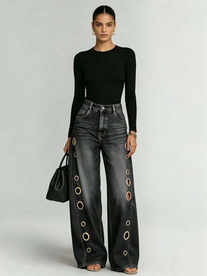 Lana Metal-Eyelet Jeans