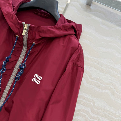 Miu 26s Hooded Jacket Red Polyamide 346203
