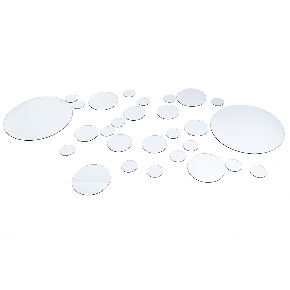 26/24Pcs 3D Mirror Wall Sticker Round Mirror Diy Tv Background Room Stickers Wall Decor Bedroom Bathroom Home Decoration Mirror