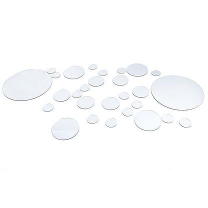26/24Pcs 3D Mirror Wall Sticker Round Mirror Diy Tv Background Room Stickers Wall Decor Bedroom Bathroom Home Decoration Mirror