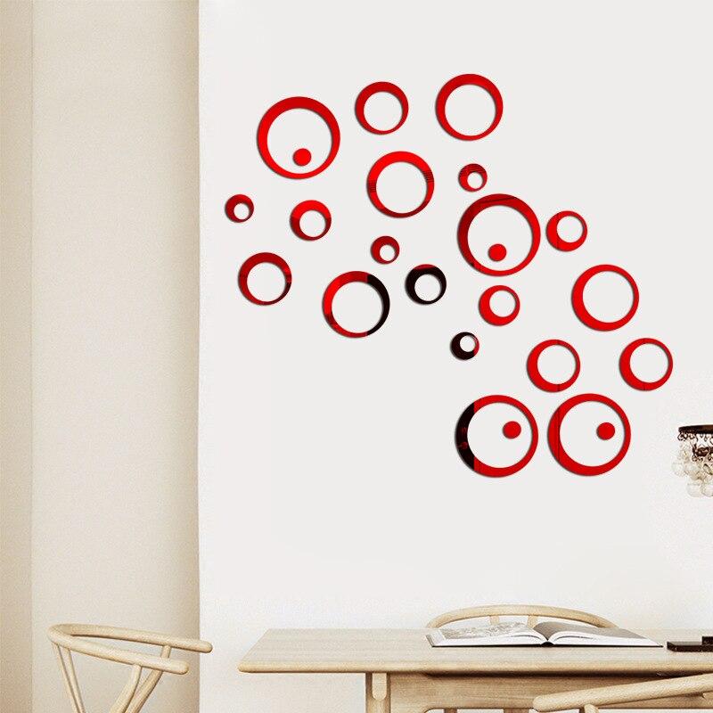 26/24Pcs 3D Mirror Wall Sticker Round Mirror Diy Tv Background Room Stickers Wall Decor Bedroom Bathroom Home Decoration Mirror