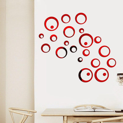 26/24Pcs 3D Mirror Wall Sticker Round Mirror Diy Tv Background Room Stickers Wall Decor Bedroom Bathroom Home Decoration Mirror