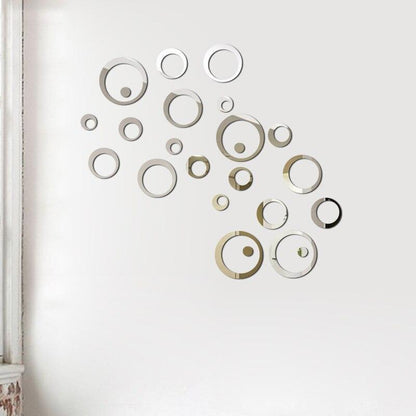 26/24Pcs 3D Mirror Wall Sticker Round Mirror Diy Tv Background Room Stickers Wall Decor Bedroom Bathroom Home Decoration Mirror