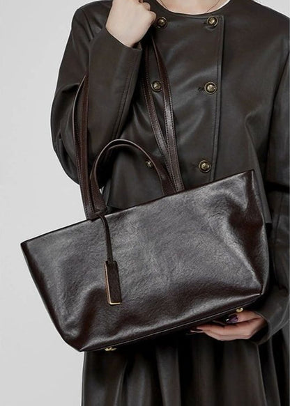 Structured Leather Tote with Crossbody Strap