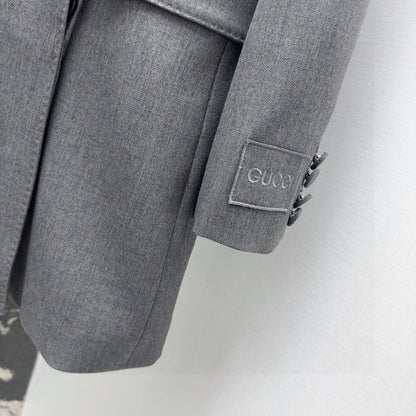 Gucci Suit Jacket Gray Polyester Fiber
