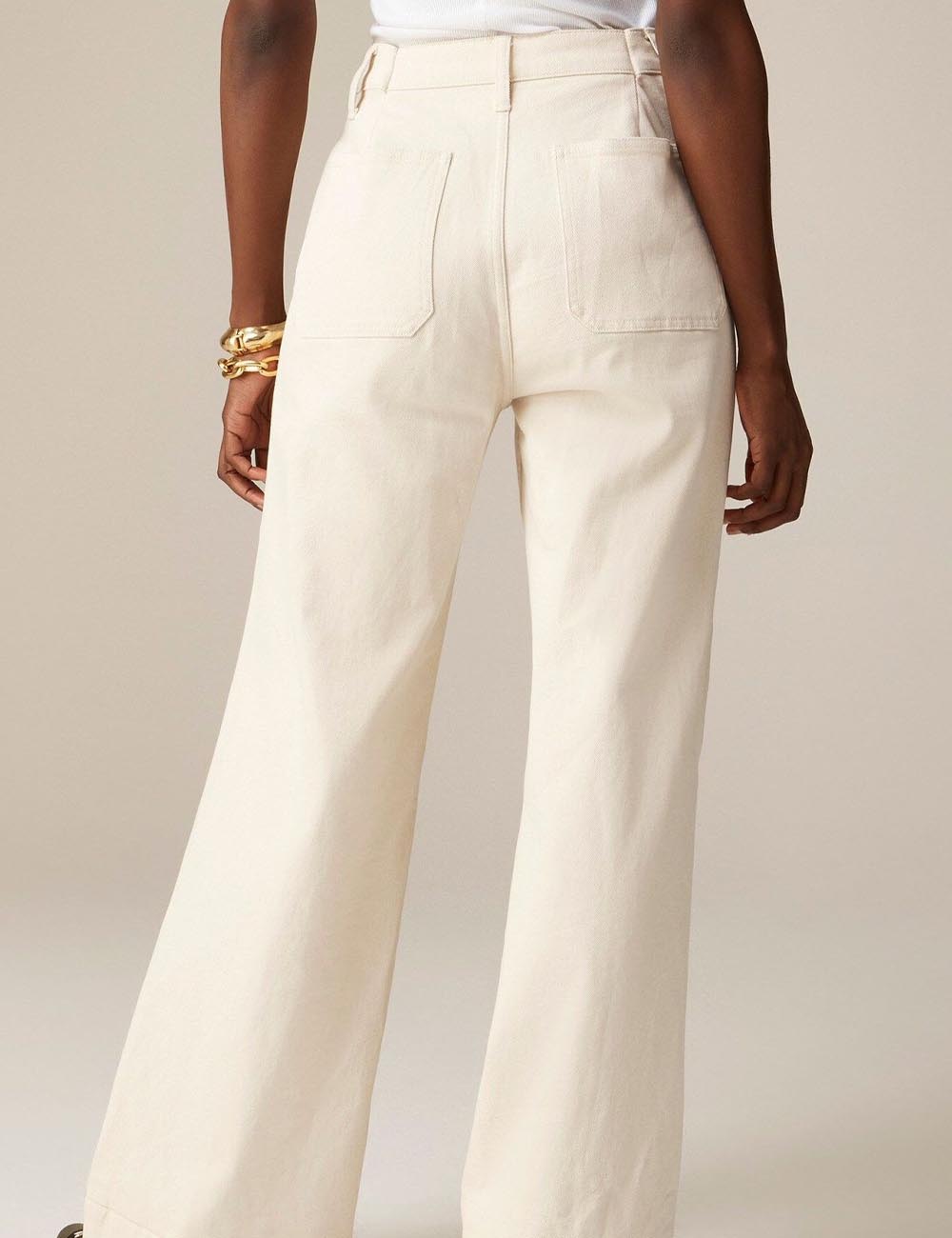Simple Mid Waist Wide Leg Denim Pants