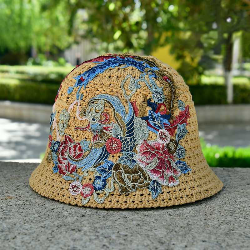 Spring Summer Fisherman Hat Embroidered Big Head Cover Face Uv Protection Hat Big Brim Sun Hat, Outdoor Hat