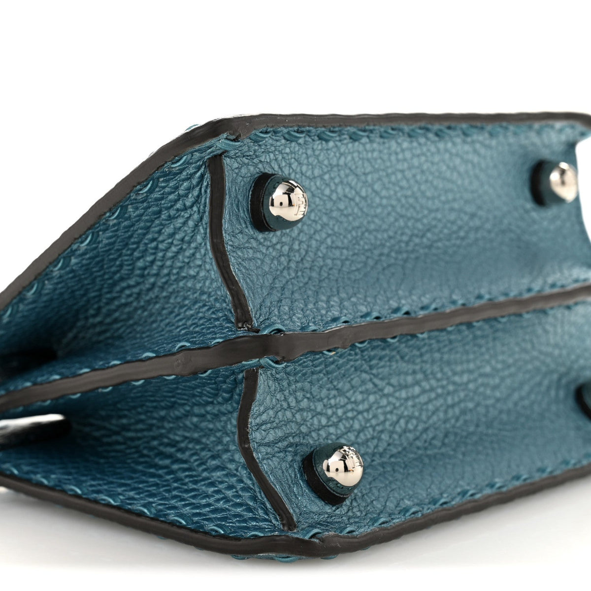 Metallic Cuoio Roma Sellerissima Nappa Sintetica Tape Stitch Petite Peekaboo I SEE U Iconic Satchel Placca Argento