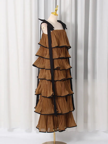 Hadley Ruffled Patchwork Cake Maxi Dress