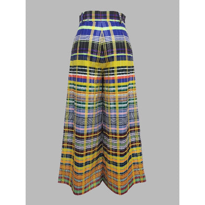 Loose Wide Leg Checkerboard Printed Casual Pants Bottoms Pants