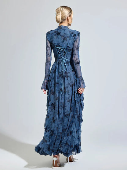 Aurelia Printed Mesh Maxi Dress