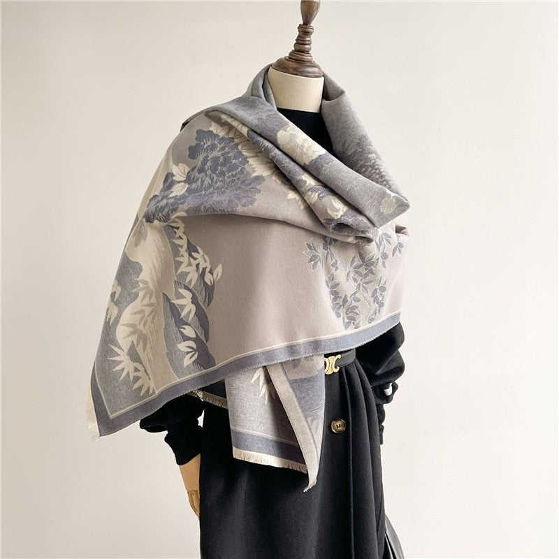 Jacquard Fringed Cashmere-Like Scarf