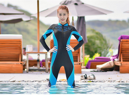 Quick-Drying Conjoined Long-Sleeved Trousers Sun Protection Full-Body Diving And Surfing Clothes Women'S Sports Swimsuits.