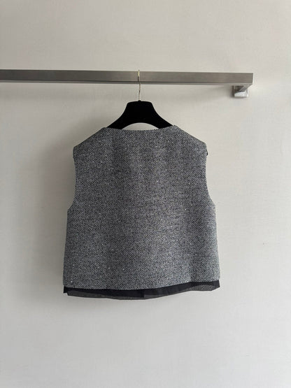CC Vest & Line Skirt Set Grey Wool-Blend Tweed 352979