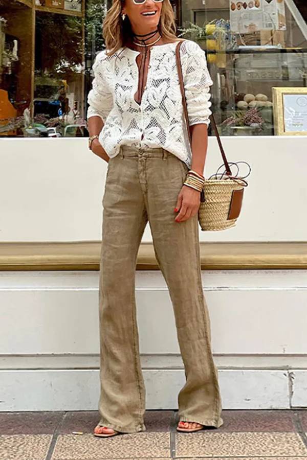 Fashion Knitted Hollow Crochet Lace Long Sleeve Shirt Top