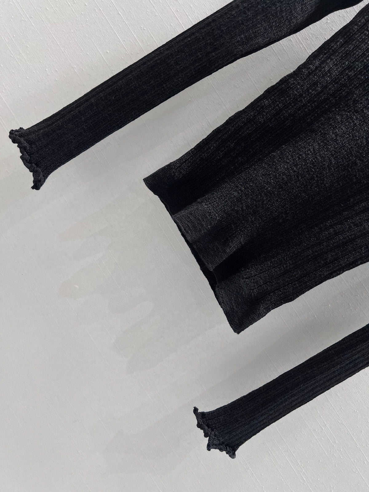 CC 26S Ribbed Knit Long-Sleeve Black Linen Cotton 349013