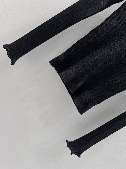 CC 26S Ribbed Knit Long-Sleeve Black Linen Cotton 349013