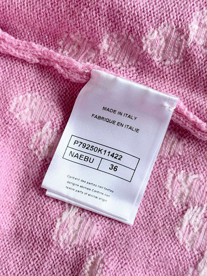 Chanel 25P Cardigan Pink Mix White Cashmere 237302