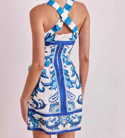 Elegant Floral Print Sleeveless Strap Dress