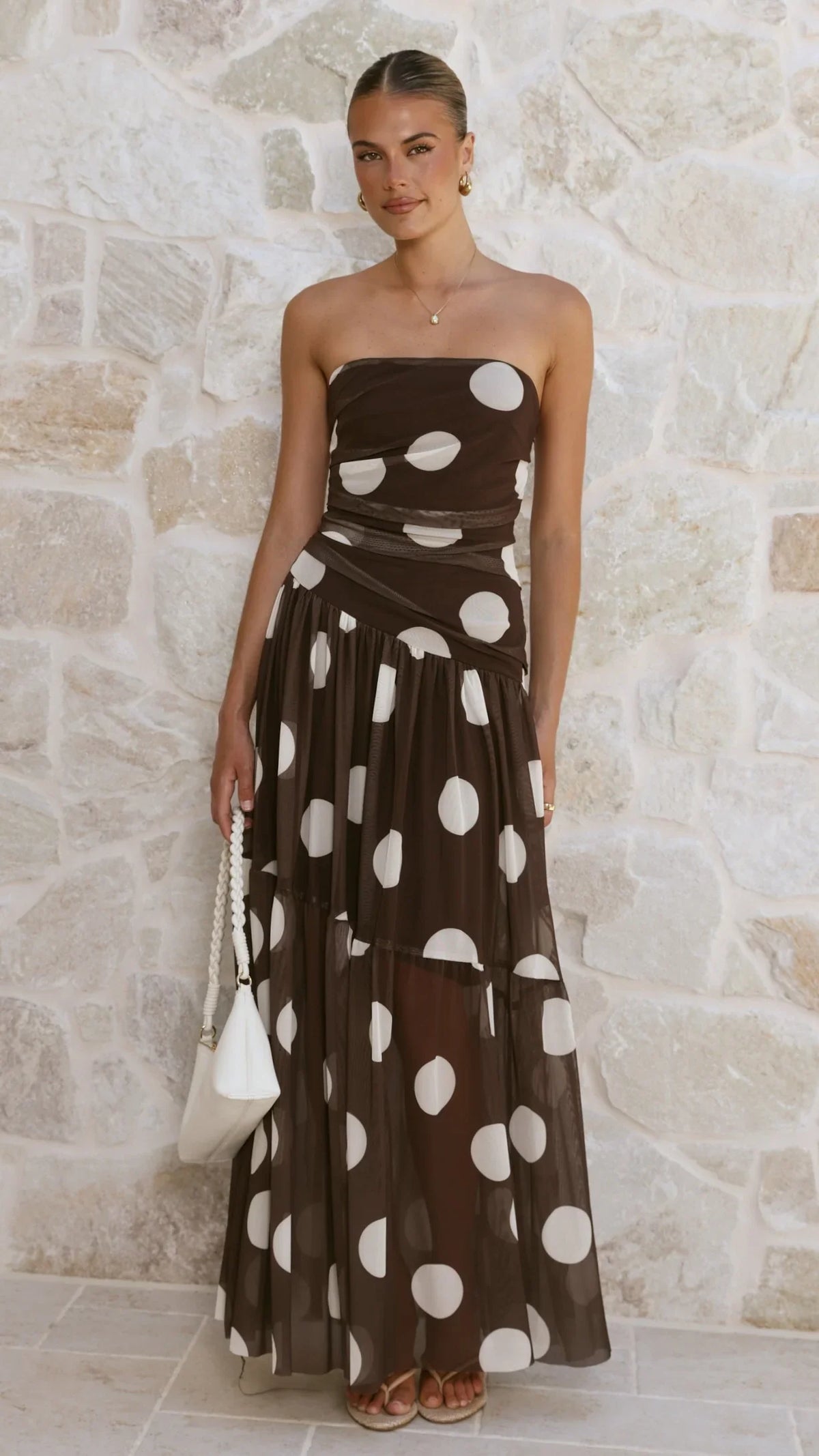 Riko Strapless Maxi Dress - Chocolate Spot