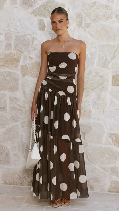 Riko Strapless Maxi Dress - Chocolate Spot