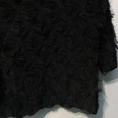 CC SS26 Feather-Trimmed Chiffon Top Black Chiffon 350963