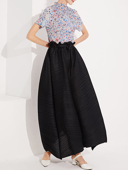 Loose Wide Leg  Pleated Casual Pants Bottoms
