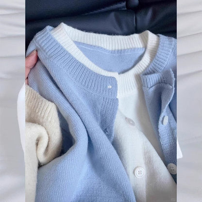 Blue Knit Cardigan Two Piece