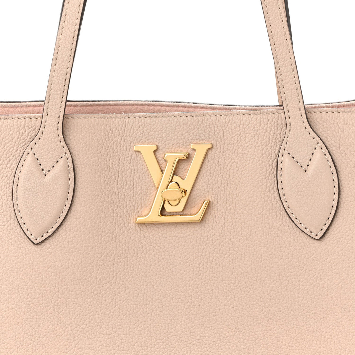 Grained Calfskin Lockme Shopper Greige
