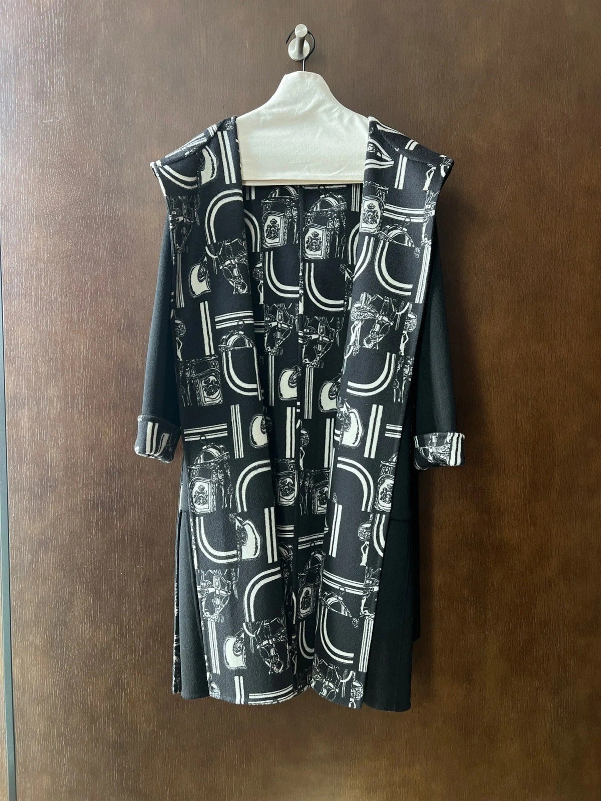 HERMES 25S REVERSIBLE LONG HOODED COAT 049