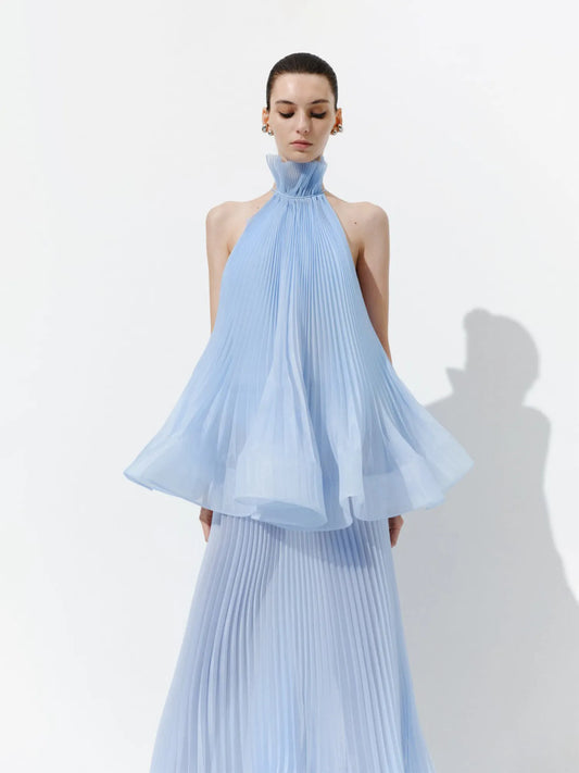 Autumn Sleeveless Pleated Maxi Dress
