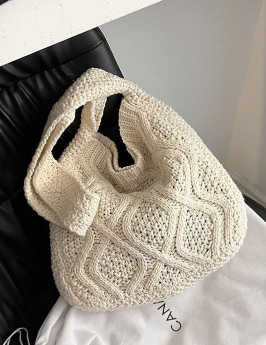 Vintage Sokid Color Twist Knit Tote Bag