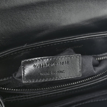 Calfskin Y Quilted Monogram Monochrome Toy Loulou Crossbody Bag Black