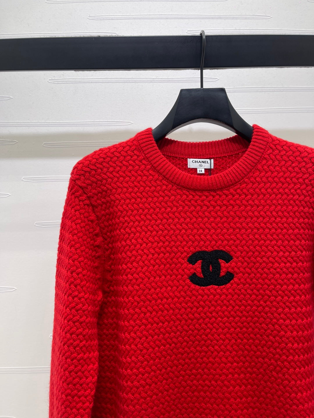 CHANEL 26 LOGO KNIT RED SWEATER 335405