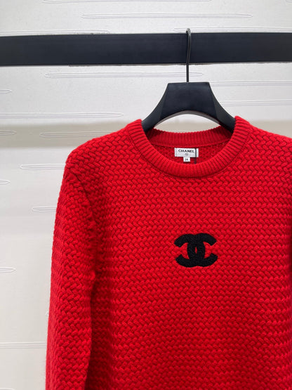 CHANEL 26 LOGO KNIT RED SWEATER 335405