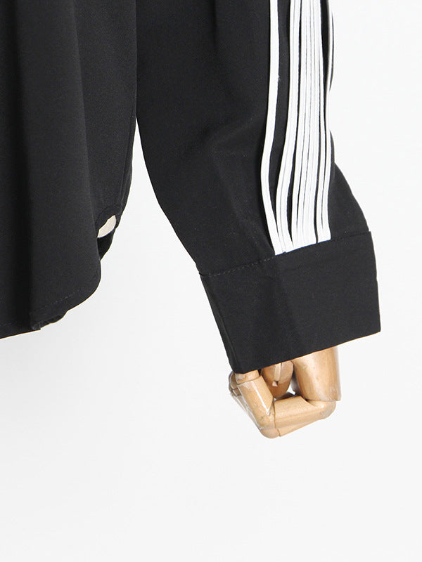 Puff Sleeves Contrast Color Blouses&Shirts Tops