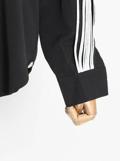 Puff Sleeves Contrast Color Blouses&Shirts Tops