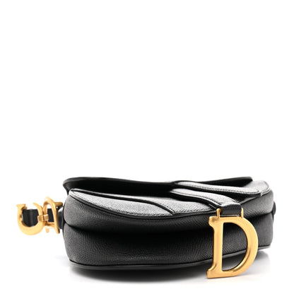 Grained Calfskin Mini Saddle Bag Black