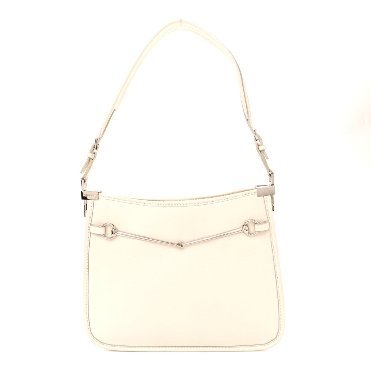 Calfskin Horsebit Slim Shoulder Bag White